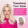 image:imageREECHO Clip in Hair Extensions  4PCS Lace Weft 14 Short Wavy Invisible Clip Ins Natural Soft Hairpieces for Women Golden Blonde With Highlights