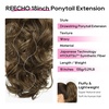 image:imageREECHO Ponytail Extension 18 inch Drawstring Ponytail Hair Extensions Long Curly Wavy Clip in Pony Tail Synthetic Hairpiece for Women Chocolate Brown with Highlights