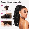 image:imageREECHO Ponytail Extension 18 inch Drawstring Ponytail Hair Extensions Long Curly Wavy Clip in Pony Tail Synthetic Hairpiece for Women Chocolate Brown with Highlights