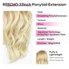 image:imageREECHO Ponytail Extension Drawstring Ponytail Extension Long Wavy Layered Pony Tails Hair Extensions 22inch Natural Fake Ponytail Clip in Synthetic Hairpiece for Women Golden Blonde and Beach Blonde