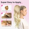 image:imageREECHO Ponytail Extension Drawstring Ponytail Extension Long Wavy Layered Pony Tails Hair Extensions 22inch Natural Fake Ponytail Clip in Synthetic Hairpiece for Women Golden Blonde and Beach Blonde