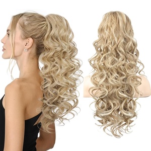image:imageREECHO Ponytail Extension 24 Claw Clip in Ponytail Extensions Long Curly Wavy Jaw Clip on Pony Tails Hairpiece for Women Honey Blonde with HighlightsHoney Blonde with Highlights