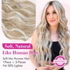 image:imageREECHO 24 1Pack 34 Full Head Curly Wave Clips in on Synthetic Hair Extensions HE008 Hairpieces for Women 5 Clips per PieceNatural BlackAsh Blonde with Highlights  Wavy