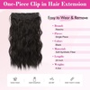 image:imageREECHO 24 1Pack 34 Full Head Curly Wave Clips in on Synthetic Hair Extensions HE008 Hairpieces for Women 5 Clips per PieceNatural BlackBlack Brown  Wavy