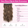 image:imageREECHO 24 1Pack 34 Full Head Curly Wave Clips in on Synthetic Hair Extensions HE008 Hairpieces for Women 5 Clips per PieceNatural BlackChocolate Brown with Blonde Highlights  Wavy