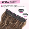 image:imageREECHO 24 1Pack 34 Full Head Curly Wave Clips in on Synthetic Hair Extensions HE008 Hairpieces for Women 5 Clips per PieceNatural BlackChocolate Brown with Blonde Highlights  Wavy