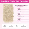 image:imageREECHO 24 1Pack 34 Full Head Curly Wave Clips in on Synthetic Hair Extensions HE008 Hairpieces for Women 5 Clips per PieceNatural BlackCool Light Blonde  Wavy