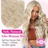 image:imageREECHO 24 1Pack 34 Full Head Curly Wave Clips in on Synthetic Hair Extensions HE008 Hairpieces for Women 5 Clips per PieceNatural BlackCool Light Blonde  Wavy