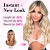 image:imageREECHO 24 1Pack 34 Full Head Curly Wave Clips in on Synthetic Hair Extensions HE008 Hairpieces for Women 5 Clips per PieceNatural BlackCool Light Blonde  Wavy