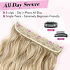 image:imageREECHO 24 1Pack 34 Full Head Curly Wave Clips in on Synthetic Hair Extensions HE008 Hairpieces for Women 5 Clips per PieceNatural BlackDark Ash Blonde  Wavy