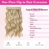 image:imageREECHO 24 1Pack 34 Full Head Curly Wave Clips in on Synthetic Hair Extensions HE008 Hairpieces for Women 5 Clips per PieceNatural BlackDark Ash Blonde  Wavy