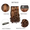 image:imageREECHO 24 1Pack 34 Full Head Curly Wave Clips in on Synthetic Hair Extensions HE008 Hairpieces for Women 5 Clips per PieceNatural BlackDark Brown with Chestnut Highlights