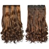 image:imageREECHO 24 1Pack 34 Full Head Curly Wave Clips in on Synthetic Hair Extensions HE008 Hairpieces for Women 5 Clips per PieceNatural BlackDark Brown with Chestnut Highlights