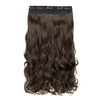 image:imageREECHO 24 1Pack 34 Full Head Curly Wave Clips in on Synthetic Hair Extensions HE008 Hairpieces for Women 5 Clips per PieceNatural BlackDark Chocolate Brown