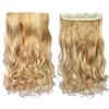 image:imageREECHO 24 1Pack 34 Full Head Curly Wave Clips in on Synthetic Hair Extensions HE008 Hairpieces for Women 5 Clips per PieceNatural BlackMedium Blonde with Highlights