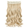 image:imageREECHO 24 1Pack 34 Full Head Curly Wave Clips in on Synthetic Hair Extensions HE008 Hairpieces for Women 5 Clips per PieceNatural BlackMedium Blonde with Pale Highlights
