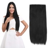 image:imageREECHO 24 1Pack 34 Full Head Curly Wave Clips in on Synthetic Hair Extensions HE008 Hairpieces for Women 5 Clips per PieceNatural BlackNatural BlackStraight