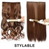 image:imageREECHO 24 1Pack 34 Full Head Curly Wave Clips in on Synthetic Hair Extensions HE008 Hairpieces for Women 5 Clips per PieceNatural BlackWine Red