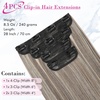 image:imageREECHO 28 Straight Long 4 PCS Set Thick Clip in on Hair Extensions Dark Ash BlondeAsh Brown with Platinum Blonde Highlights