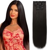 image:imageREECHO 28 Straight Long 4 PCS Set Thick Clip in on Hair Extensions Dark Ash BlondeBlack Brown  Straight