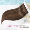 image:imageREECHO 28 Straight Long 4 PCS Set Thick Clip in on Hair Extensions Dark Ash BlondeChocolate Brown with Golden Highlights