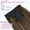 image:imageREECHO 28 Straight Long 4 PCS Set Thick Clip in on Hair Extensions Dark Ash BlondeChocolate Brown with Highlights
