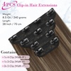 image:imageREECHO 28 Straight Long 4 PCS Set Thick Clip in on Hair Extensions Dark Ash BlondeChocolate Brown with Highlights