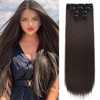 image:imageREECHO 28 Straight Long 4 PCS Set Thick Clip in on Hair Extensions Dark Ash BlondeDark Brown