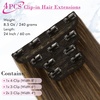 image:imageREECHO 28 Straight Long 4 PCS Set Thick Clip in on Hair Extensions Dark Ash BlondeDark Brown with Highlights