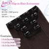 image:imageREECHO 28 Straight Long 4 PCS Set Thick Clip in on Hair Extensions Dark Ash BlondeDark Brown with Little Reddish  Straight