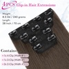image:imageREECHO 28 Straight Long 4 PCS Set Thick Clip in on Hair Extensions Dark Ash BlondeMedium Ash Brown  Straight