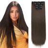 image:imageREECHO 28 Straight Long 4 PCS Set Thick Clip in on Hair Extensions Dark Ash BlondeMedium Ash Brown  Straight
