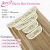 image:imageREECHO 28 Straight Long 4 PCS Set Thick Clip in on Hair Extensions Dark Ash BlondeMedium Blonde with Highlights