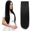 image:imageREECHO 28 Straight Long 4 PCS Set Thick Clip in on Hair Extensions Dark Ash BlondeNatural Black  Straight