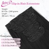 image:imageREECHO 28 Straight Long 4 PCS Set Thick Clip in on Hair Extensions Dark Ash BlondeNatural Black  Straight