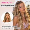 image:imageREECHO 6PCS Clip in Braid Hair Extensions for Women 14 Inch Clip in Braids Synthetic Braided Hairpieces for Daily Costume Party Medium Blonde with Pale HighlightsCool Ash Blonde