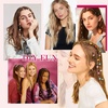 image:imageREECHO Clip in Braid Hair Extensions 6 PCS Baby Braids 3 Braids on One Clip 22 Long Natural Soft Synthetic Hairpieces Black BrownDark Brown