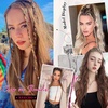 image:imageREECHO Clip in Braid Hair Extensions 6 PCS Baby Braids 3 Braids on One Clip 22 Long Natural Soft Synthetic Hairpieces Black BrownLight Ash Brown with Highlights