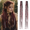 image:imageREECHO Clip in Braid Hair Extensions for Women 16 Boho Dreadlock Clip in Braids with Beads amp Charms 2PCS Handmade Synthetic Braided Hairpieces for Cosplay Daily Styling Dark Brown MixBurgundy  White