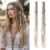 image:imageREECHO Clip in Braid Hair Extensions for Women 16 Boho Dreadlock Clip in Braids with Beads amp Charms 2PCS Handmade Synthetic Braided Hairpieces for Cosplay Daily Styling Dark Brown MixAsh Blonde  Mixed Brown