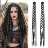image:imageREECHO Clip in Braid Hair Extensions for Women 16 Boho Dreadlock Clip in Braids with Beads amp Charms 2PCS Handmade Synthetic Braided Hairpieces for Cosplay Daily Styling Dark Brown MixBlack with Gray