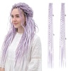 image:imageREECHO Clip in Braid Hair Extensions for Women 16 Boho Dreadlock Clip in Braids with Beads amp Charms 2PCS Handmade Synthetic Braided Hairpieces for Cosplay Daily Styling Dark Brown MixLight Purple