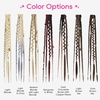 image:imageREECHO Clip in Braid Hair Extensions for Women 16 Boho Dreadlock Clip in Braids with Beads amp Charms 2PCS Handmade Synthetic Braided Hairpieces for Cosplay Daily Styling Dark Brown MixLight Blonde to Grey