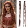 image:imageREECHO Clip in Braid Hair Extensions for Women 16 Boho Dreadlock Clip in Braids with Beads amp Charms 2PCS Handmade Synthetic Braided Hairpieces for Cosplay Daily Styling Dark Brown MixDark Auburn Brown Mix