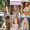 image:imageREECHO Clip in Braid Hair Extensions for Women 16 Boho Dreadlock Clip in Braids with Beads amp Charms 2PCS Handmade Synthetic Braided Hairpieces for Cosplay Daily Styling Dark Brown MixBlack with Gray