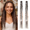 image:imageREECHO Clip in Braid Hair Extensions for Women 16 Boho Dreadlock Clip in Braids with Beads amp Charms 2PCS Handmade Synthetic Braided Hairpieces for Cosplay Daily Styling Dark Brown MixDark Chocolate Brown with Copper Mixed