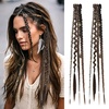 image:imageREECHO Clip in Braid Hair Extensions for Women 16 Boho Dreadlock Clip in Braids with Beads amp Charms 2PCS Handmade Synthetic Braided Hairpieces for Cosplay Daily Styling Dark Brown MixLight Brown Mix
