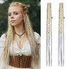 image:imageREECHO Clip in Braid Hair Extensions for Women 16 Boho Dreadlock Clip in Braids with Beads amp Charms 2PCS Handmade Synthetic Braided Hairpieces for Cosplay Daily Styling Dark Brown MixLight Blonde to Grey