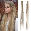 image:imageREECHO Clip in Braid Hair Extensions for Women 16 Boho Dreadlock Clip in Braids with Beads amp Charms 2PCS Handmade Synthetic Braided Hairpieces for Cosplay Daily Styling Dark Brown MixMedium Blonde with Light Blonde