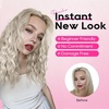 image:imageREECHO Clip in Hair Extensions 4PCS Hair Extensions 14 Short Wavy Invisible Lace Weft Natural Soft Hairpieces for Women  Light Brown with Blonde HighlightsSilver Grey